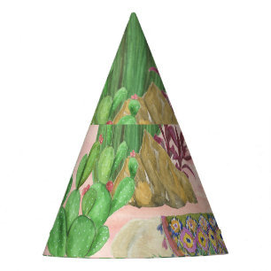 Watercolor llamas and cacti pattern. party hat