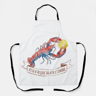 Watercolor Lobster and Lemon Italian Apron