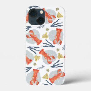 Watercolor Lobster Crustacean Beach Sand Dollars  iPhone 13 Mini Case