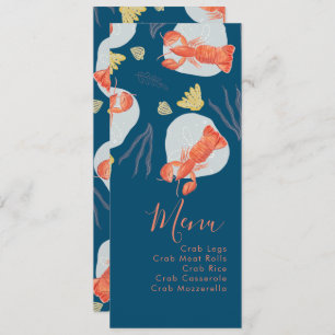 Watercolor Lobster Crustacean Botanical Menu