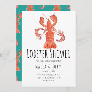 Watercolor Lobster Party Baby Shower Invitations