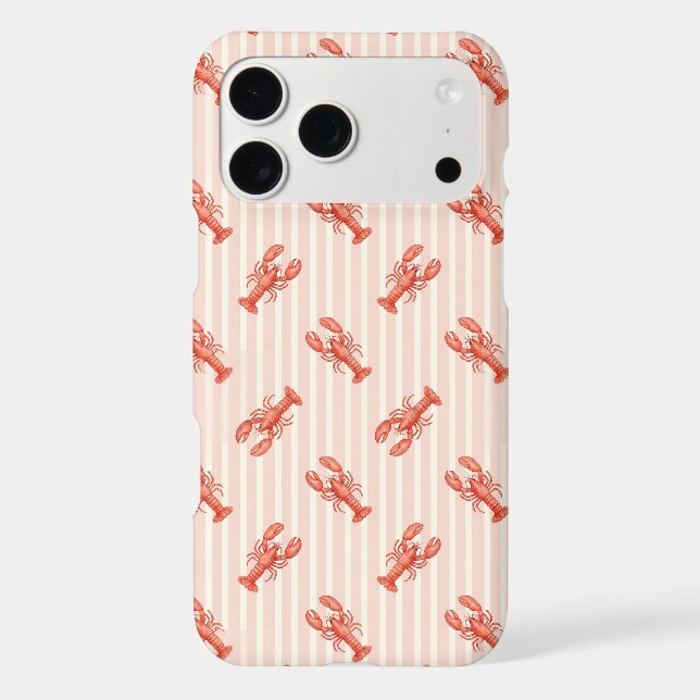 Watercolor Lobster Pattern on Soft Pink Stripes (Back)