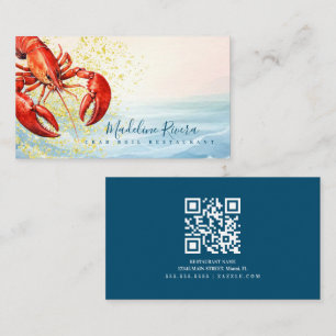 Watercolor Lobster Restaurant Crawfish  Business Card