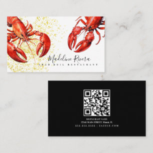 Watercolor Lobster Restaurant Food Truck Business Card