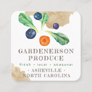 Watercolor Local Produce Stand  Square Business Ca Card