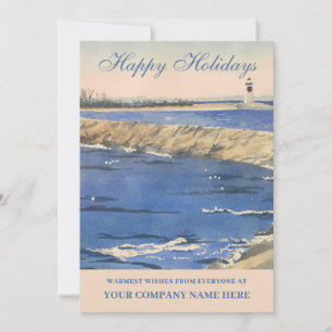 WATERCOLOR LOGO NAUTICAL LIGHT HOUSE  HOLIDAY CARD
