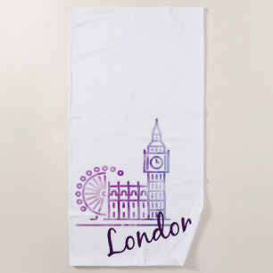 Watercolor London Big Ben Beach Towel London Sky