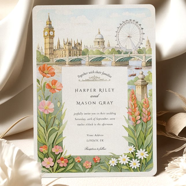 Watercolor London Big Ben Wedding Invitation (Creator Uploaded)