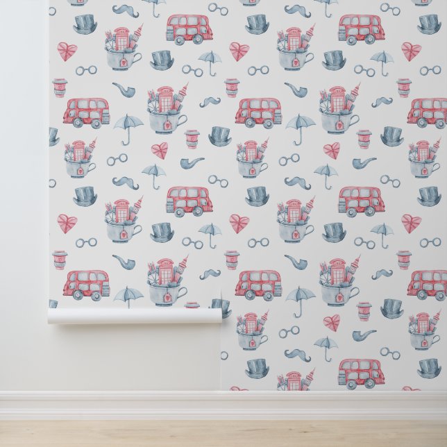 Watercolor London Pattern  Wallpaper (Application)
