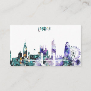 Watercolor London Skyline Business Card