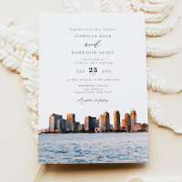 Watercolor Long Island New York Skyline Wedding