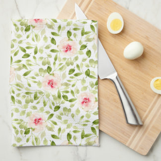 Watercolor loose expressive Summer floral  Tea Towel