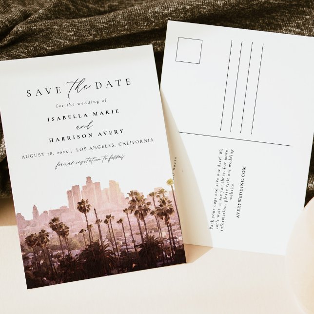 Watercolor Los Angeles  California Save the Date Postcard (Creator Uploaded)