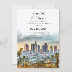 Watercolor Los Angeles Destination Wedding Invitation