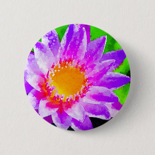 Watercolor Lotus 6 Cm Round Badge