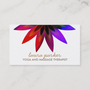 Watercolor Lotus Flower Logo Yoga Healing Health Business Card
