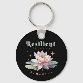 watercolor lotus flower motivational personalized key ring
