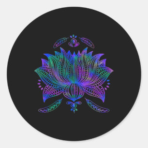 Watercolor Lotus Flower Pretty Yoga Classic Round Sticker