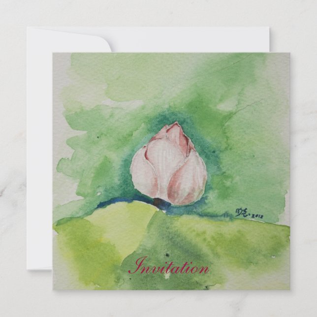 Watercolor Lotus Invitation Card (Front)