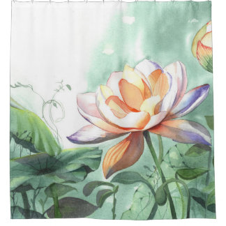 Watercolor Lotus Shower Curtain