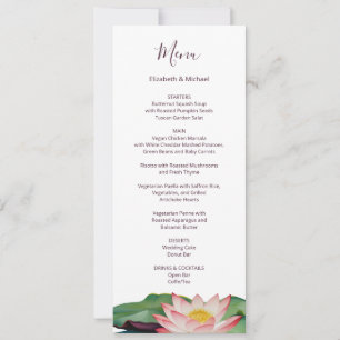 Watercolor Lotus Wedding Menu Card