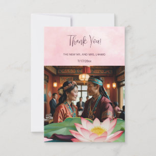 Watercolor Lotus Wedding  Thank You Card