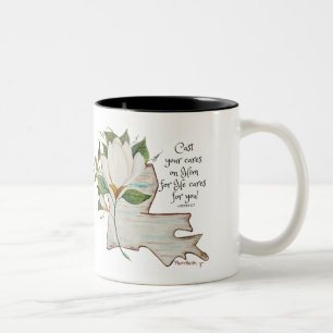Watercolor Louisiana Love with Magnolia Two-Tone Coffee Mug