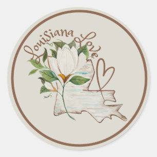 Watercolor Louisiana State Classic Round Sticker