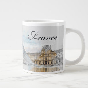 Watercolor Louvre Paris France Giant Coffee Mug