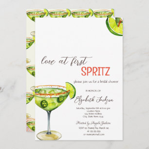 Watercolor Love at First Spritz Green Invitation