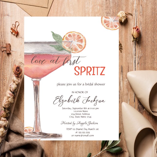 Watercolor  Love at First Spritz Invitation (Creator Uploaded)