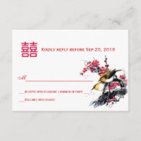 Watercolor Love Birds Chinese Xi RSVP