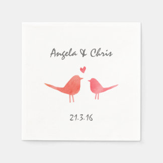 Watercolor Love Birds Napkin