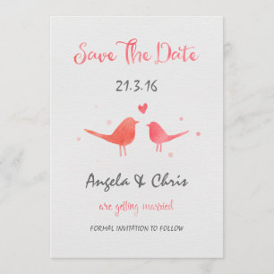 Watercolor Love Birds Save the Date