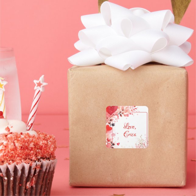 Watercolor Love | Custom  Square Sticker (Party)