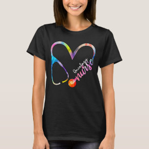 Watercolor Love Heart Stethoscope RN Oncology Nurs T-Shirt