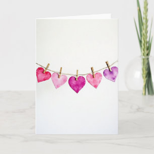 Watercolor Love Hearts Card