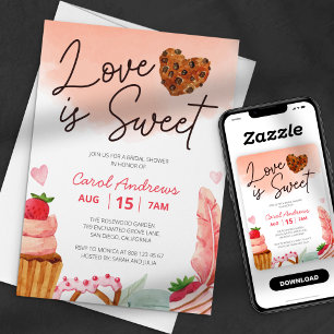 Watercolor Love is Sweet Bridal Shower Invitation