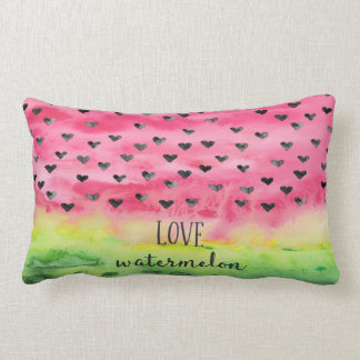Watercolor Love Watermelon Hearts Lumbar Cushion