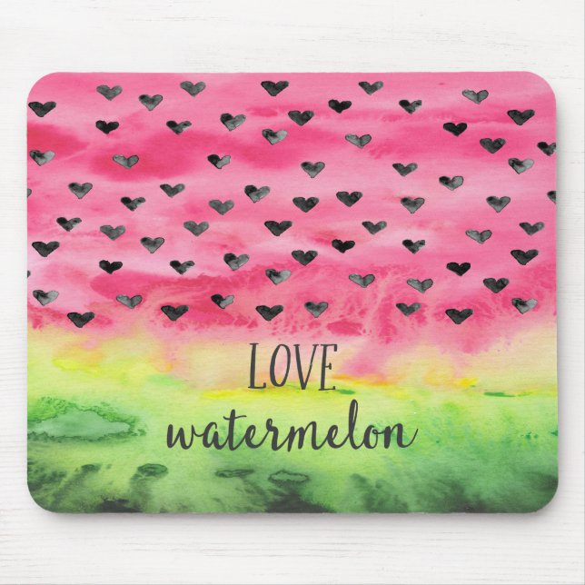Watercolor Love Watermelon Hearts Mouse Pad (Front)