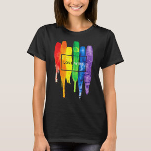 Watercolor Love Wins Rainbow Paint Typographic 1 T-Shirt