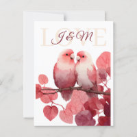 Watercolor Lovebirds with Custom Initials