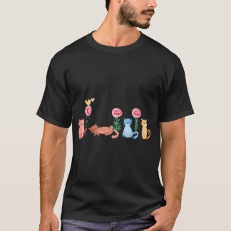 Watercolor - Lovely Cats And Roses  T-Shirt