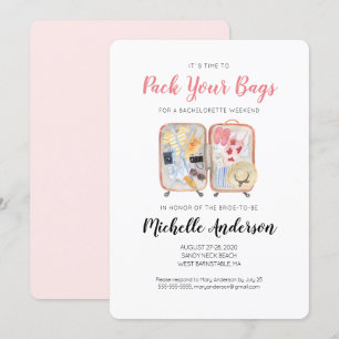 Watercolor Luggage Bachelorette Weekend Invitation