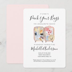 Watercolor Luggage Bachelorette Weekend Invitation