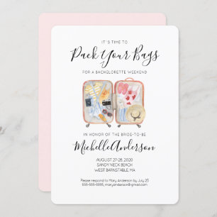 Watercolor Luggage Bachelorette Weekend Invitation