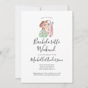 Watercolor Luggage Bachelorette Weekend Invitation