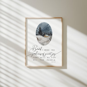 Watercolor Luke 2:10 Christmas poster