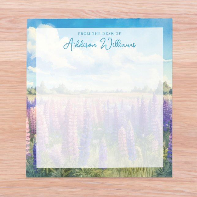 Watercolor Lupine Wildflowers Custom Name Notepad (Creator Uploaded)
