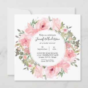 Watercolor Lush Blush Pink Bridal Shower Invitation